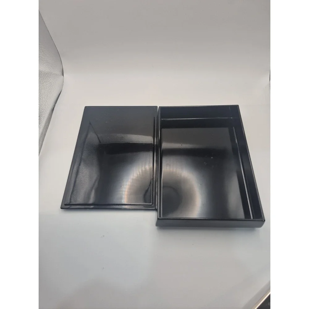 Laquerware Black Box With Painted Iris Design 7.25